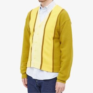 Awake NY Men's Wool Striped Yellow Cardigan Size XL